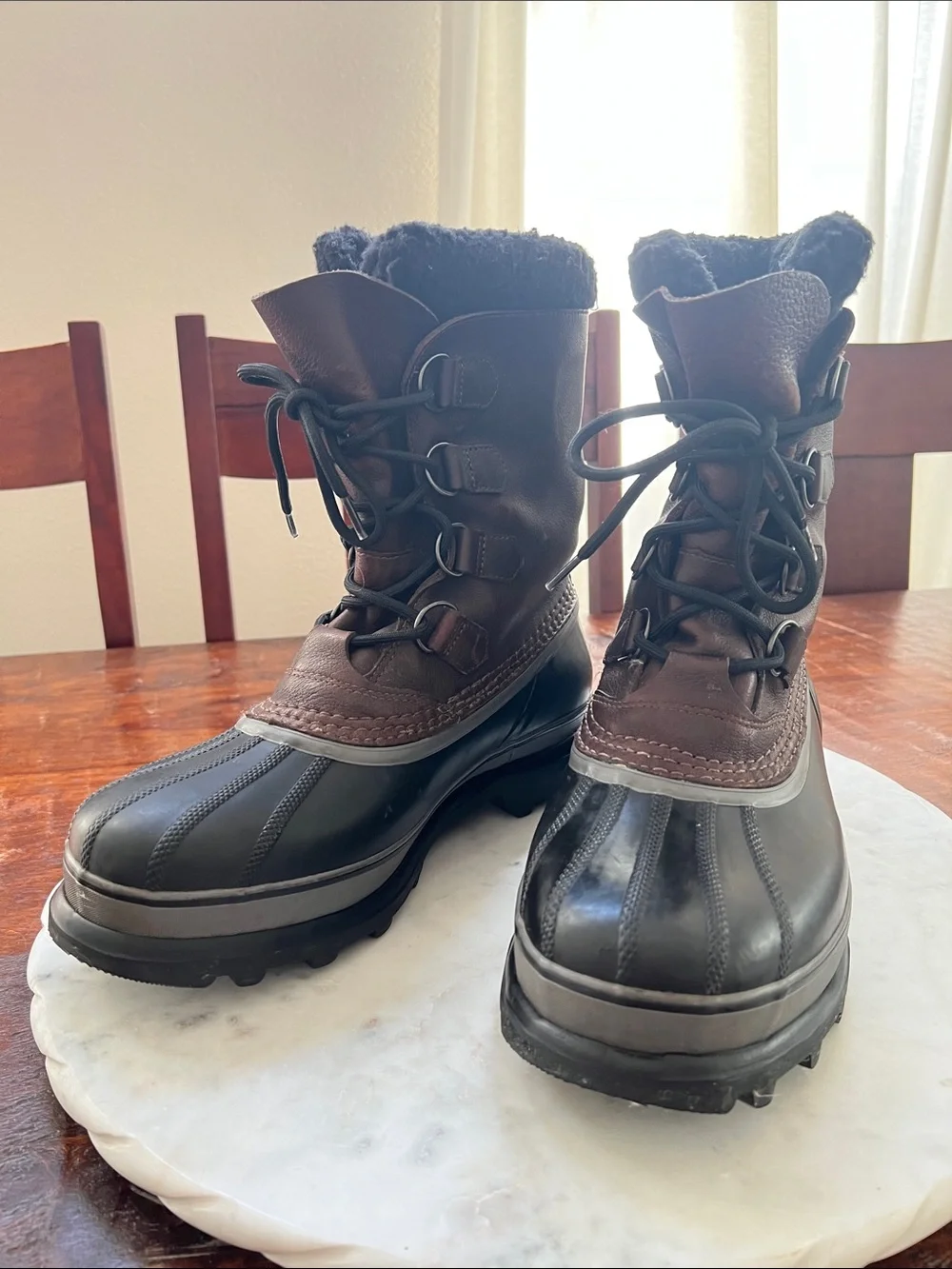 SOREL Caribou Seam-Sealed Waterproof Winter Boots Brown/Black Men's Size 9